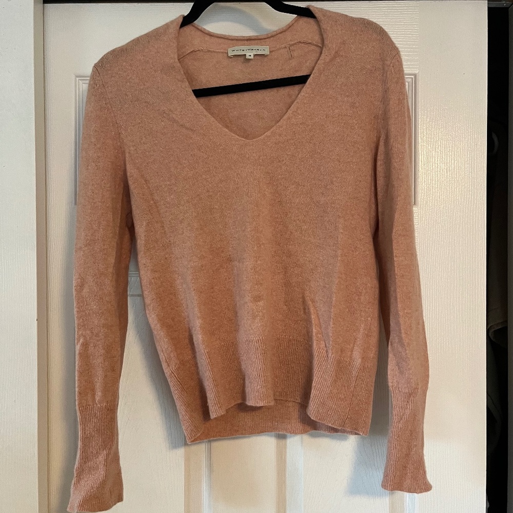 White and warren v neck cashmere sweater